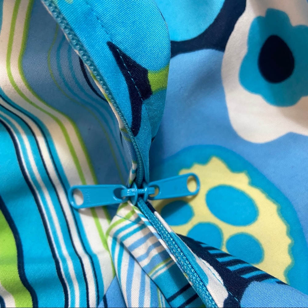 Reversible Sundress Mod Floral / Diagonal Stripes Blue Green Size Large - Picture 12 of 15